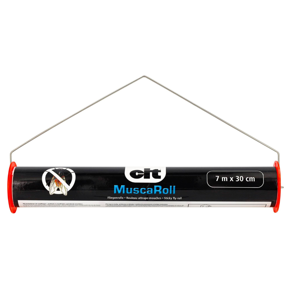 Mušpapīrs rullī MuscaRoll, 7 m x 30 cm, ar metāla rokturi